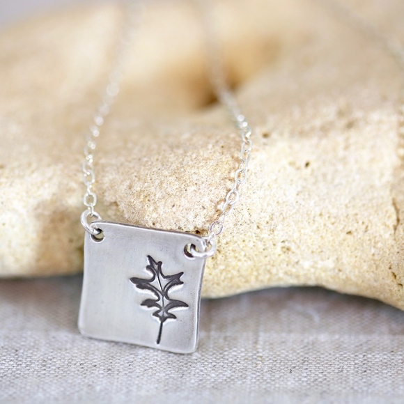 Oak leaf necklace in sterling by Katherine Sheetz - Picture 2 of 8